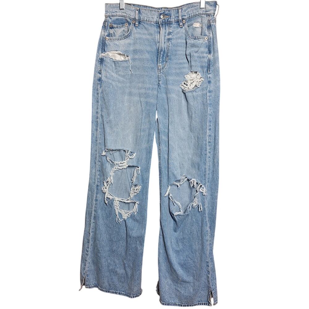 American Eagle outfitters Super high-rise Baggy wide leg distressed jeans size 4